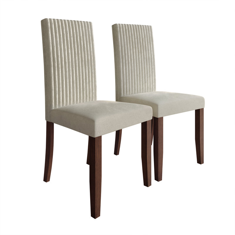 Wooden Dining Chair With Corduroy Velvet Cover, Cream