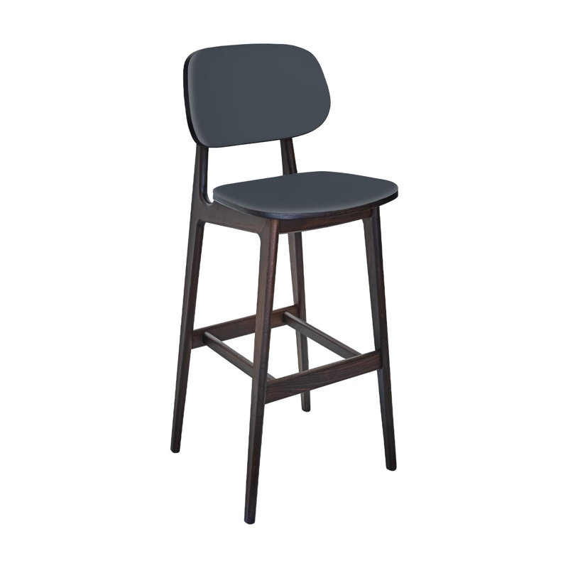  Tabouret de bar Emma - siège et dossier rembourrés en ardoise de qualité 4, Brun, Ardoise