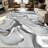1PC Silver Metallic Wavy Fluid Abstract area rugs for Living Room, Soft and Comfortable, Suitable for all seasons, easy-to-maintain, machine washable Indoor floor mat, Under Table Farmhouse suitable for entryway, bedroom, dining room, home office,-708718284