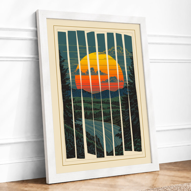 Sun Through Stripes Geometric - Print, A1 - 84.1 x 59.4 cm, White