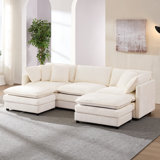 101" U-Shaped Cloud Couch: 5-Piece Modular Sectional Sofa With 2 Ottomans – Ultra-Plush Chenille Fabric, Deep Seating & Sleeper Design For Modern Living Rooms