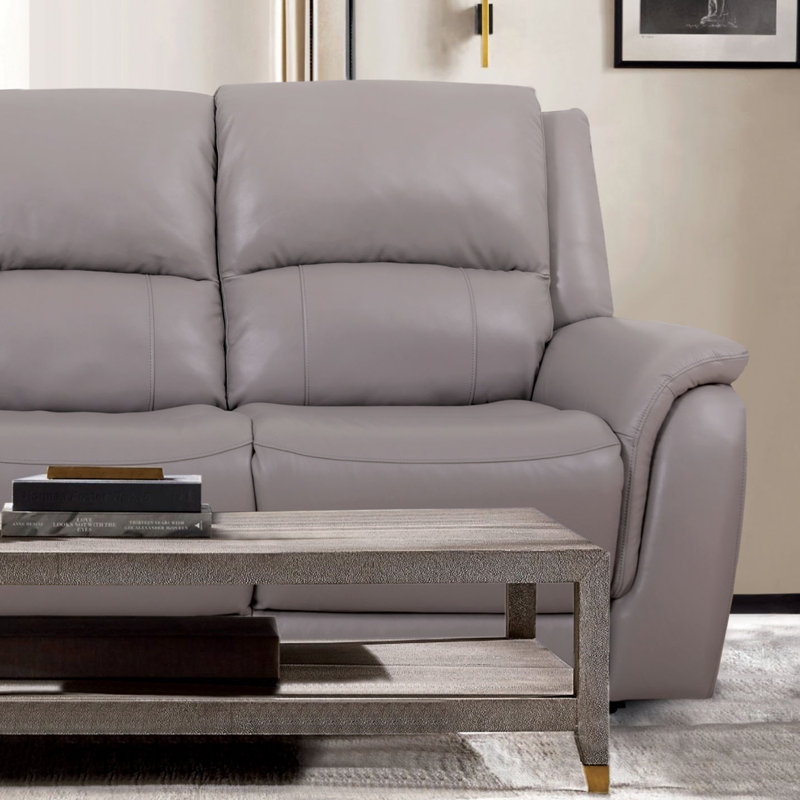 Canapé inclinable électrique Drakos, Cuir véritable gris