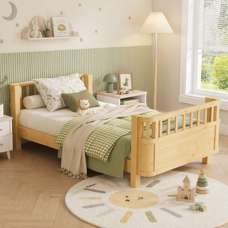 Lit plateforme en bois pour enfants, Naturel, Simple