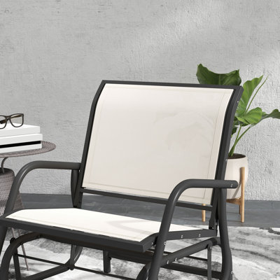 Fauteuil oscillant d'extérieur à structure en métal, bleu