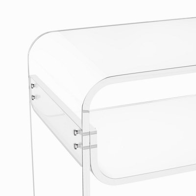 Acrylic Side Table, 2 Tiers Clear Bedside Table With Storage Shelf, Modern Rectangle Acrylic End Desk, Transparent Thick Nightstand For Bedroom, Living Room, Study, 11.8 X 15.7 X 19.7 In (Clear)