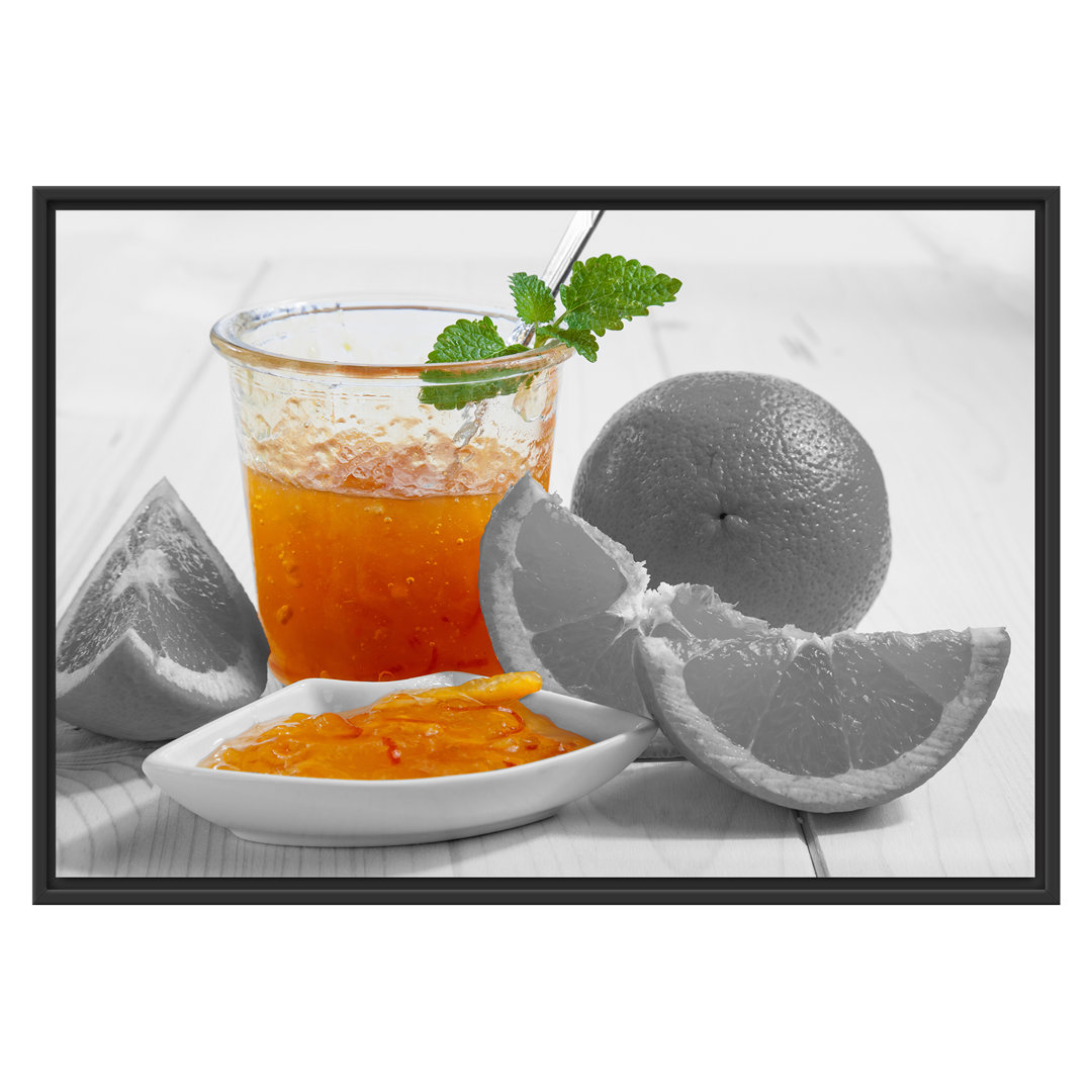 Gerahmtes Wandbild Orangen Marmelade Orangensaft