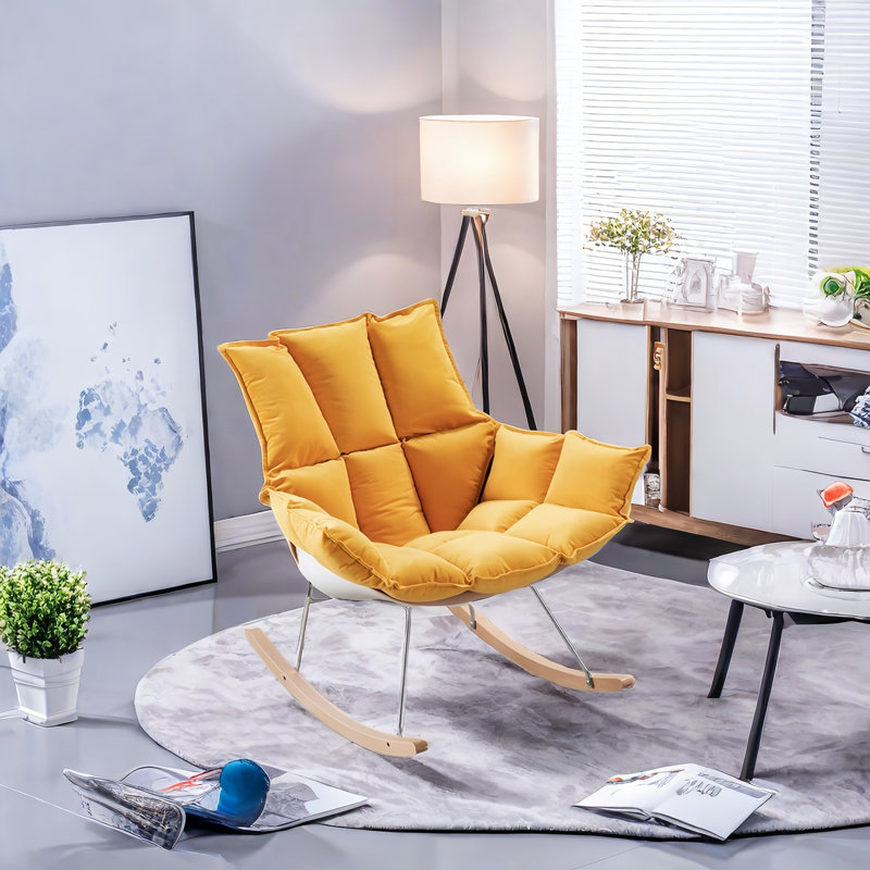 Chaise berçante moderne rembourrée, Jaune