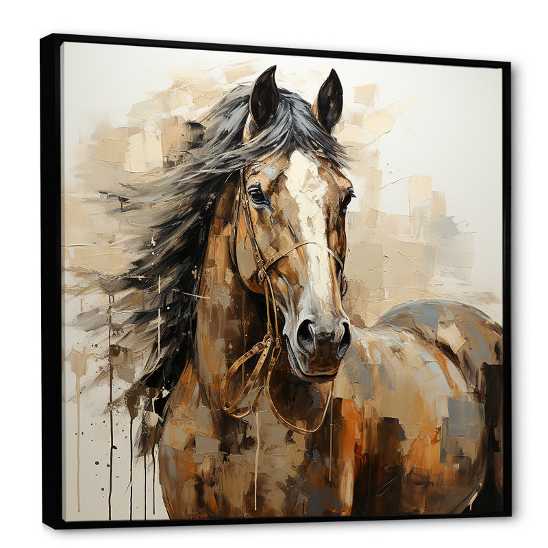 Cheval, liberté symbolique - impression sur toile, H 16 po x l 16 po x P 1 po, Cadre flottant noir