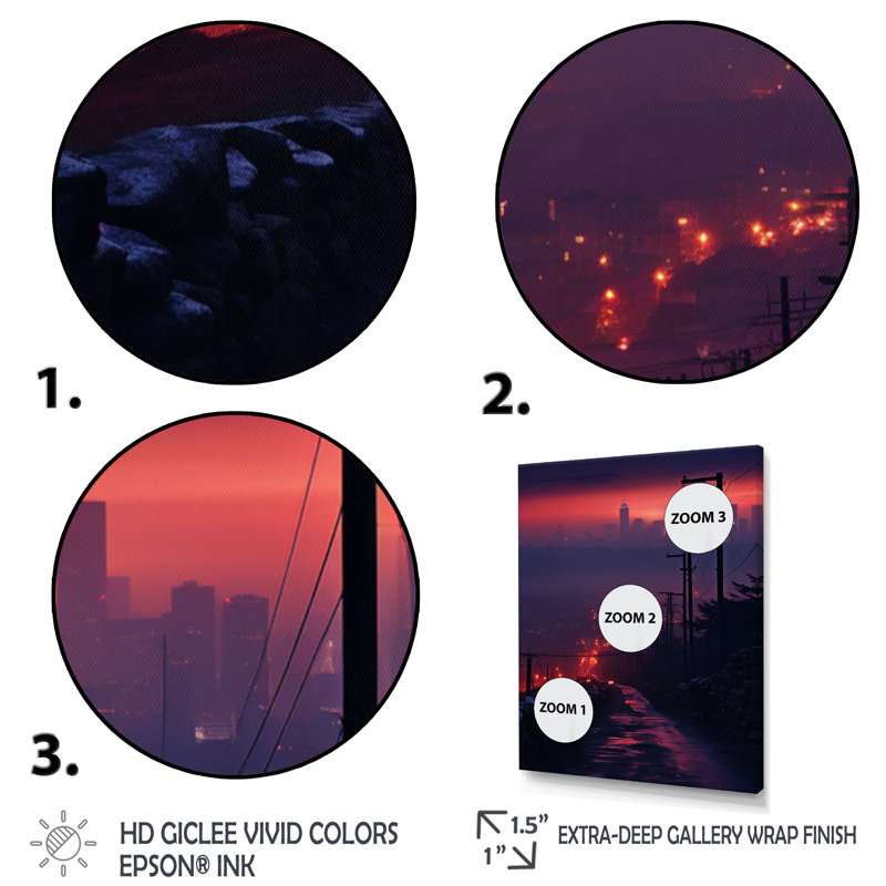 «Nights» de Lalita Ethereal City sur toile, H 40 po x l 30 po x P 1,5 po, Cadre photo argenté