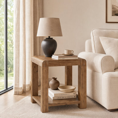 Square Solid Wood End Table