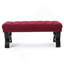 Banc de hall d'entrée capitonné et capitonné, long tabouret de repose-pieds capitonné en tissu bourgogne avec pieds décoratifs courbés en métal noir, banc de chambre à coucher et banc à chaussures pour couloir