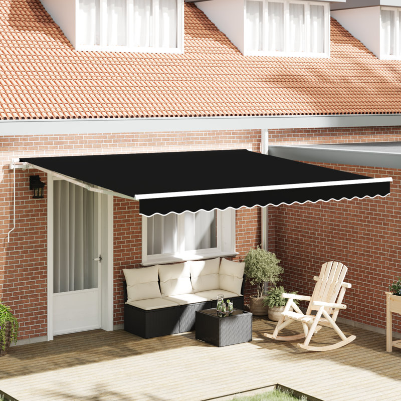 Retractable Awning, Black, 400 cm W x 350 cm D