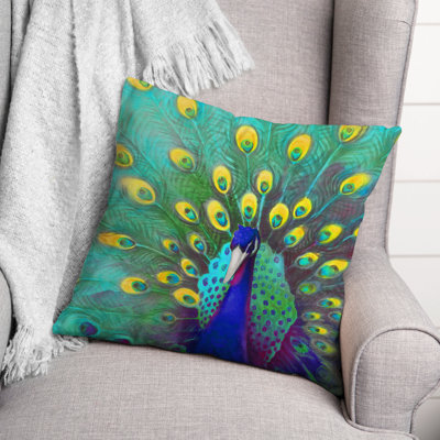 Coussin Blue and Yellow Peacock
