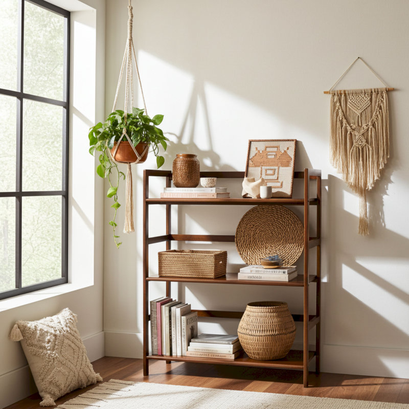 Bibliothèque en bois massif H 33,85 "x l 27,5" Coma