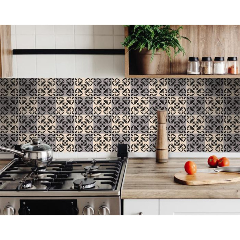 Décoration murale orchidée, H 5 po x l 5 po x P 0,1 po, Gris foncé / beige