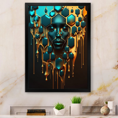 Art mural hexagonal avec visage de femme II