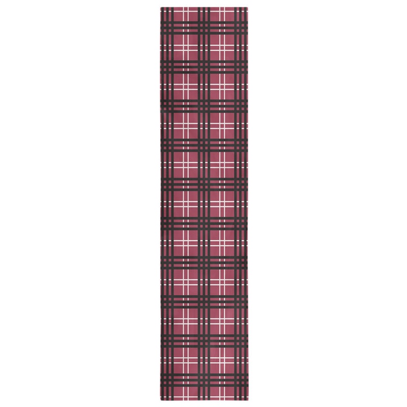 Paid Polyester Table Runner, 72" L x 16" W, White/Red/Black