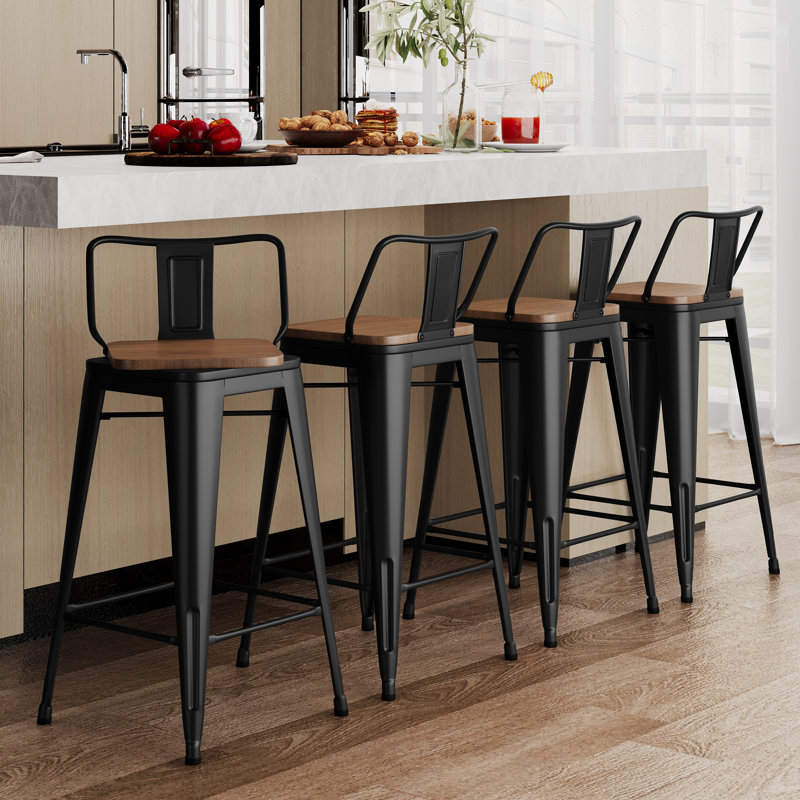 Tauber Swivel Counter Stool, Black, Counter Stool (24” Seat Height)