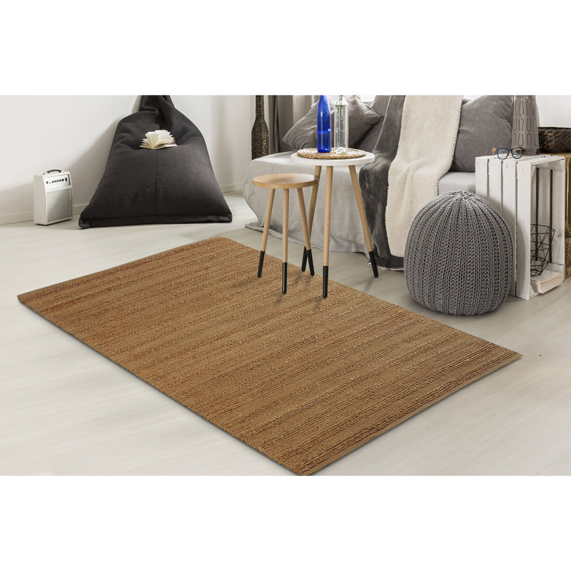 Tapis d'intérieur en jute de fibre naturelle fait à la main avec envers en coton Modern Farmhouse, Brun clair