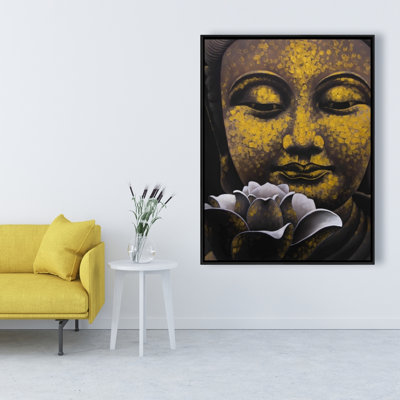 The Eternal Smile Of Buddha And His Lotus Print On Canvas