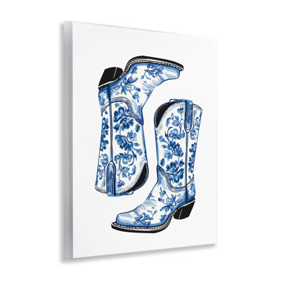 Elegant Floral Cowgirl Boots Wall Plaque Art, design by Lettered and Lined