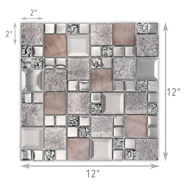 Mosaic Kitchen Glass & Metal 12 x 12 Versailles Mosaic Wall Tile