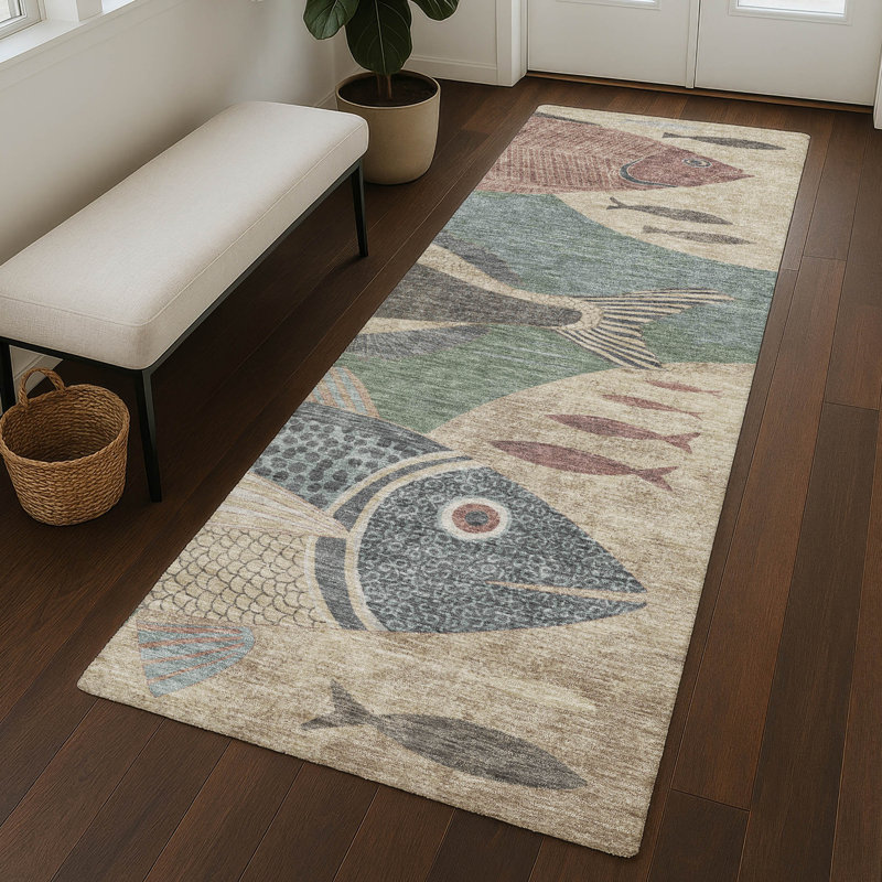 Machine Washable Indoor/Outdoor Chantille ACN2447 Coastal Rug, 2'3" x 7'6" Runner, Basil