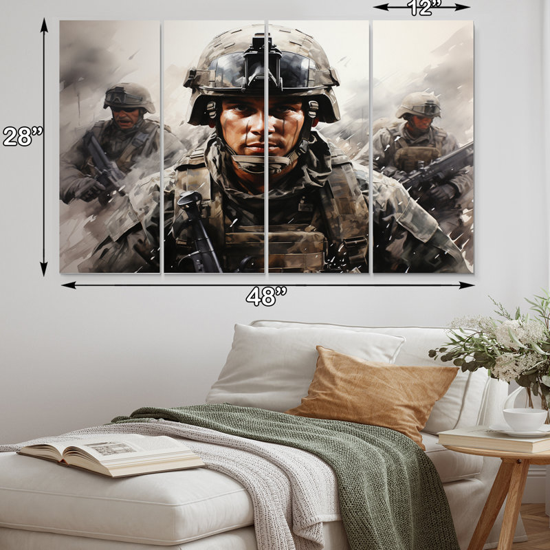 «Military in the Line II» - Ensemble d'impressions d'art mural en métal