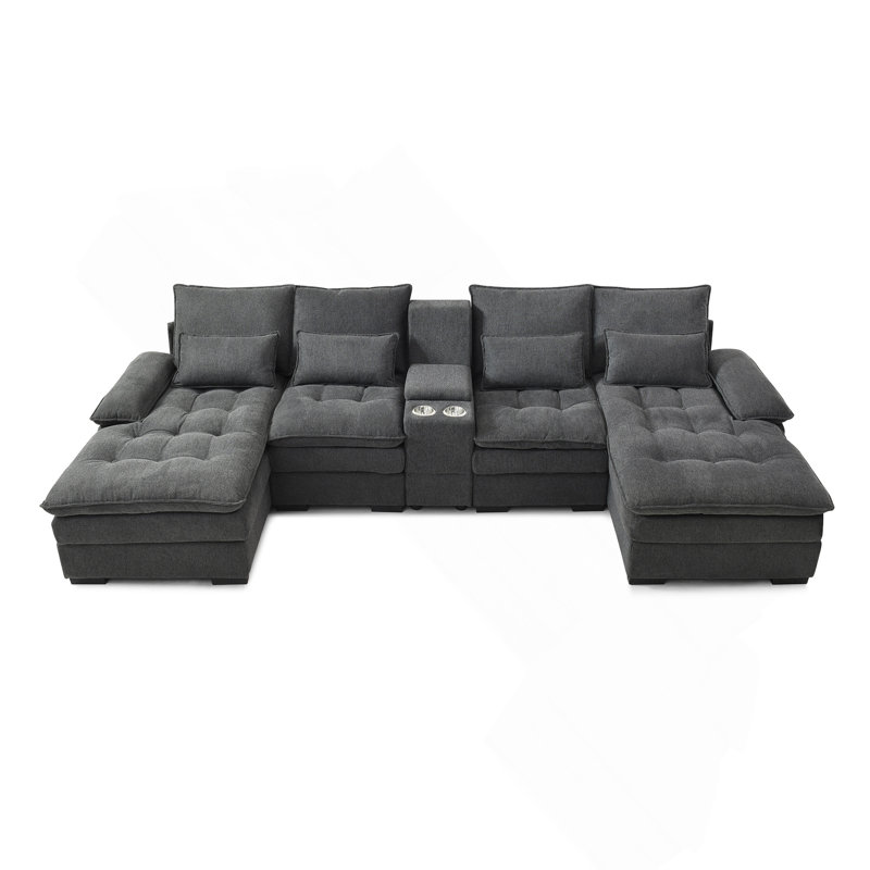 130"  U-Shaped Sofa With Console