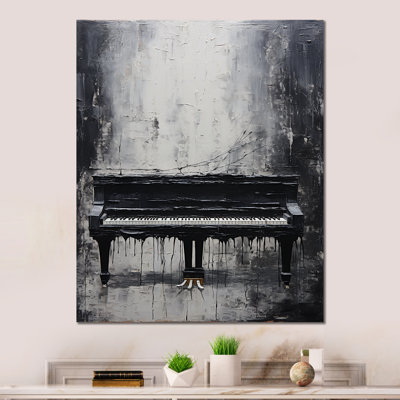 " Minimalism Piano Midnight Black And White "