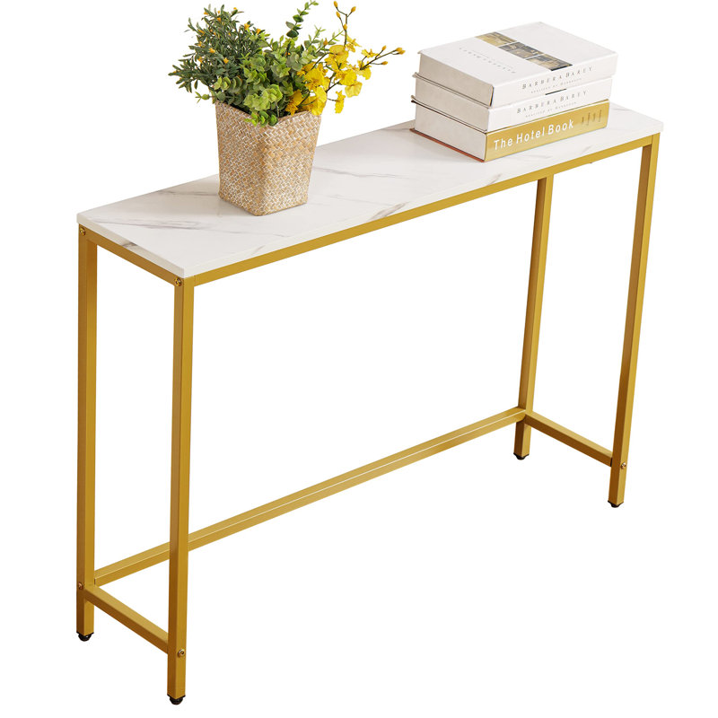 Console Table For Entryway. MDF Sofa Table (Single Layer), Gold, White