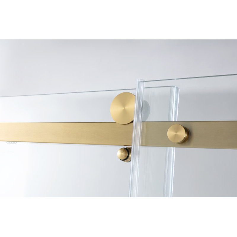 Kingston Brass 60-Inch Acrylic Rectangular 3-Wall Anti-Skid Alcove Tub With Tub Door, Drain, Brushed Brass, Right