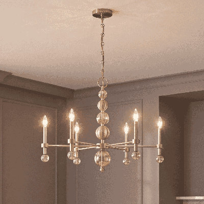 Crescent 6-Light Chandelier in Noble Brass