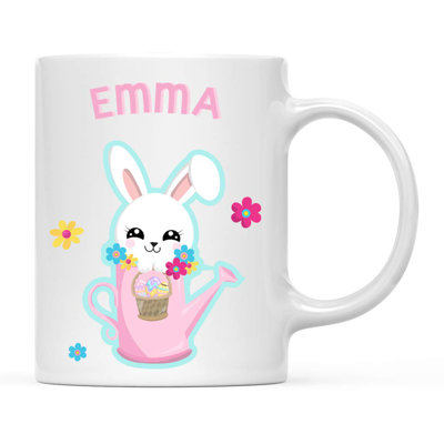 Grande tasse à café pour enfants de lapin personnalisé dans l’arrosage du jardin Wakefield