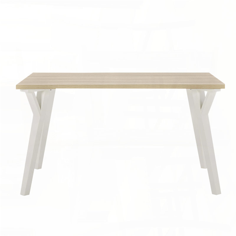 Contemporary Rectangular Dining Table – White and Natural Wood Two-Tone