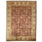 Hand Knotted Wool Area Rug in Red And Cream