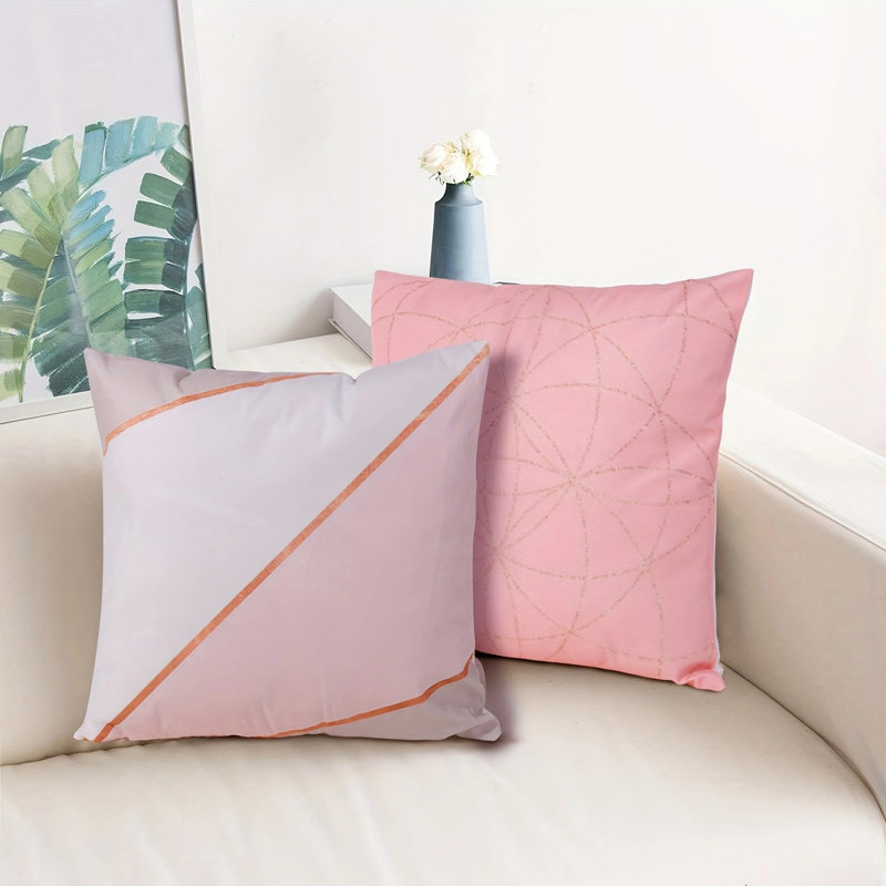 Taie d'oreiller géométrique rose, taie d'oreiller à motif rose, Rose géométrique