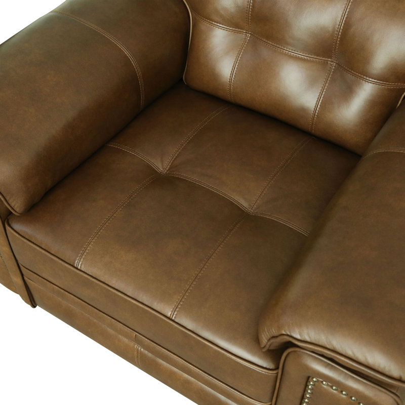 Fauteuil Leffler, Cuir véritable brun