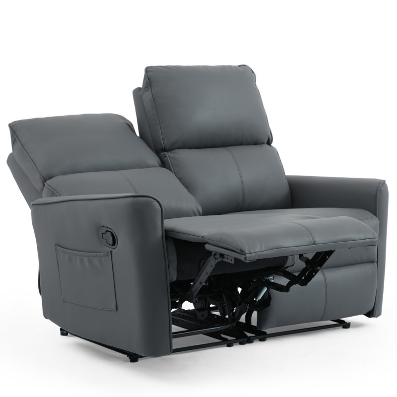 Elizabete Vegan Leather Reclining Living Room Sets, Grey