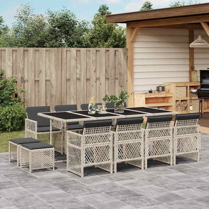 Patio Dining Set with, Light Grey, Black
