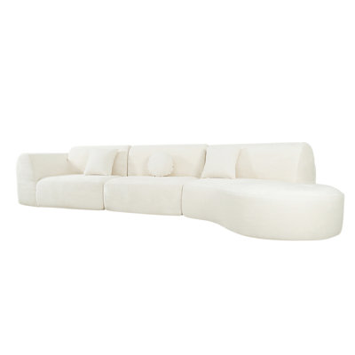 140" Modern Curved Sectional Sofa with High-Density Fully Compressed Sponge and Chaise Lounge, 3-Piece Set, Fully Assembled Right Hand Facing, Perfect for Living Room, Lounge