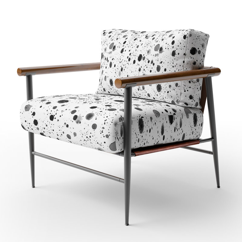 Chaise rembourrée Modern, Bras ronds bruns