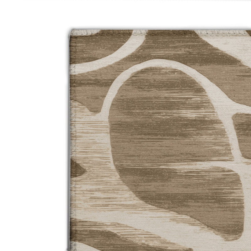 Tapis beige abstrait intérieur et extérieur, Rectangulaire 8 pi x 10 pi