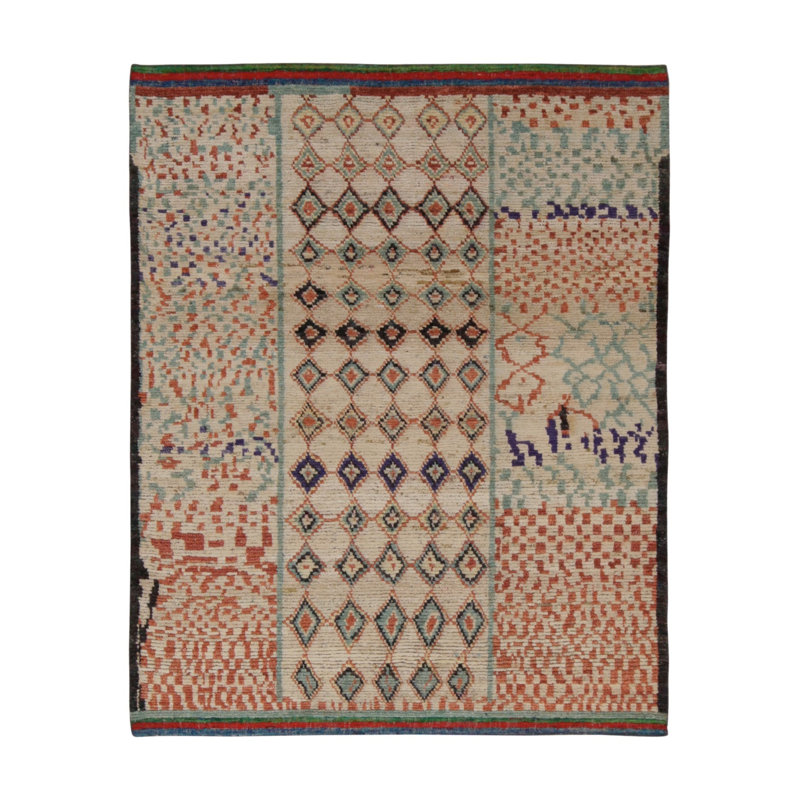 Moroccan Hand Knotted Area Rug, Rectangle 5' x 8'