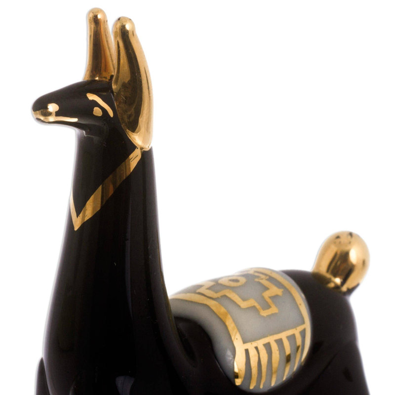 Ensemble de figurine noir 4 pièces de l’ensemble de en verre andes llamas Amella