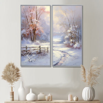 «Winter's Silente River», art mural neige 2 paysages