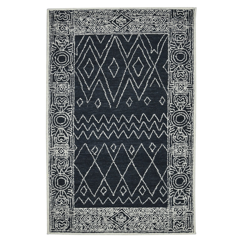 Tapis gris anthracite crocheté à la main Charcoal, Rectangle 9 pi x 13 pi