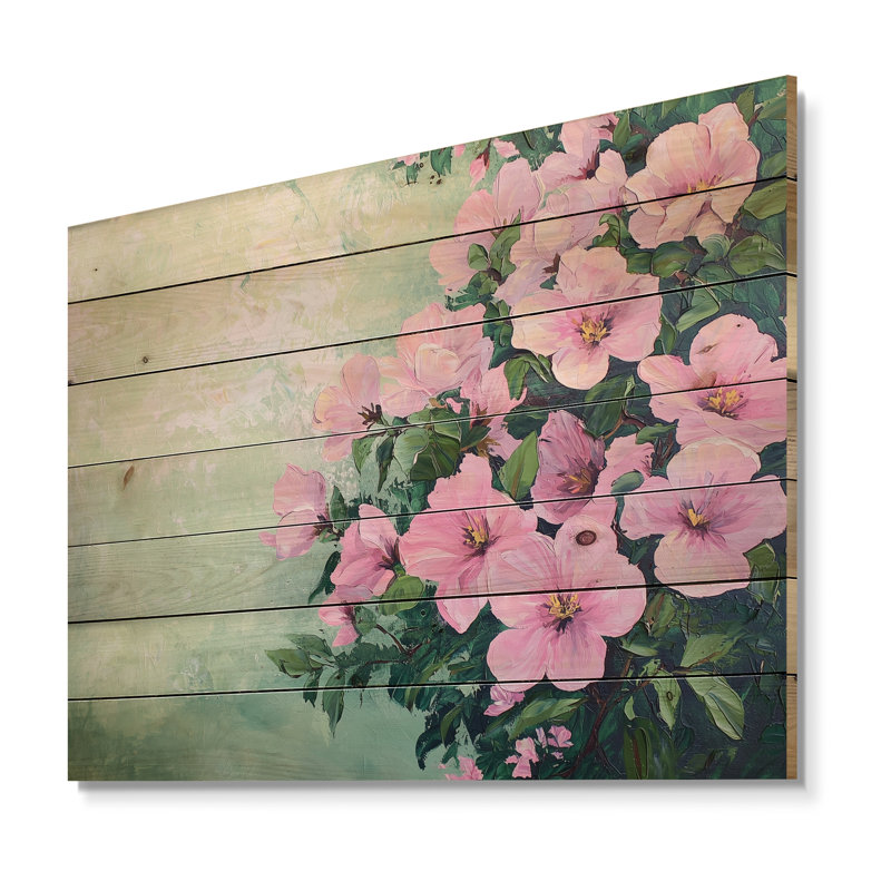 Printemps symphonie de fleurs - Art mural traditionnel en bois sur bois de pin naturel, H 30 po x l 40 po