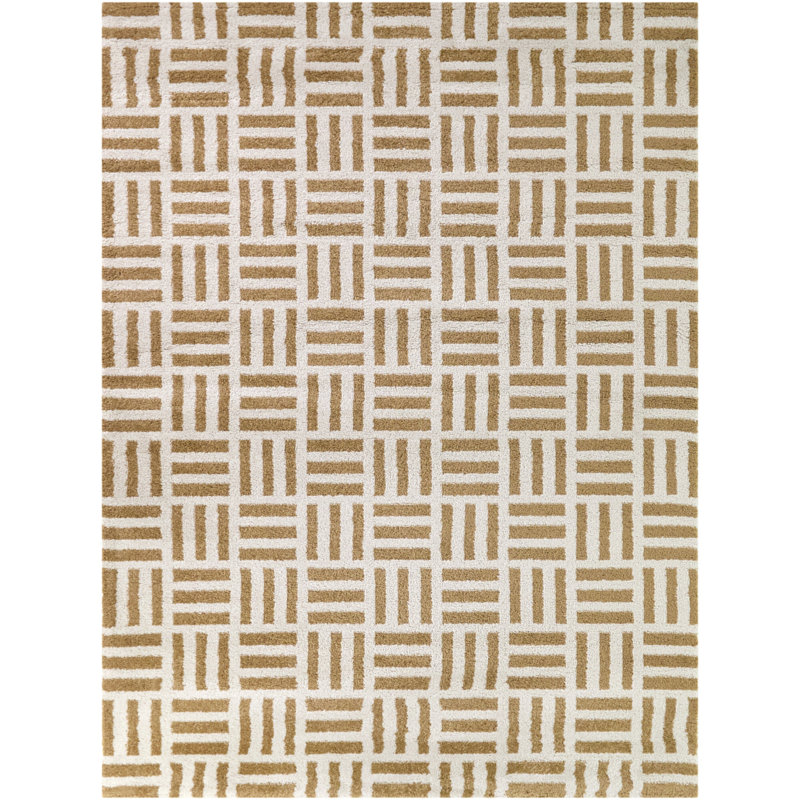 Tapis à motif géométrique rouille Atwood, Rectangle 5 pi 3 po x 7 pi