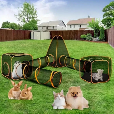 6-in-1 Outdoor Portable Cat Playpen with Cat Tunnel